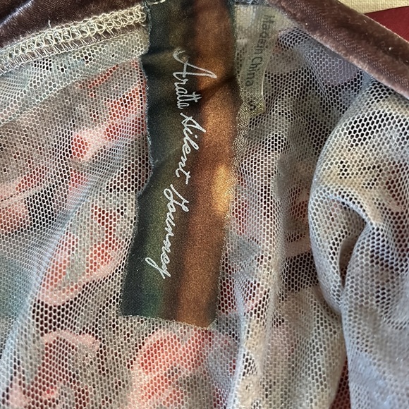 Anthro Aratta Silent Journey Metallic Velvet Velour Semi Sheer Printed Top - S - Picture 10 of 10